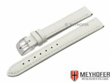 Uhrenarmband Davos 12mm wei&szlig; Leder Alligator-Pr&auml;gung abgen&auml;ht von MEYHOFER (Schlie&szlig;enansto&szlig; 10 mm)
