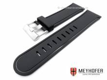 Uhrenarmband Royan 24mm schwarz Rubber glatt matt ohne Naht von MEYHOFER (Schließenanstoß 22 mm)