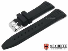 Uhrenarmband Jeffersonville 24mm schwarz Silikon Racing-Look mit Rundanstoß von MEYHOFER (Schließenanstoß 22 mm)