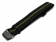 Uhrenarmband Braidwood 20mm schwarz Nylon/Textil gelber Streifen Military-Style von MEYHOFER (Schlie&szlig;enansto&szlig; 20 mm)