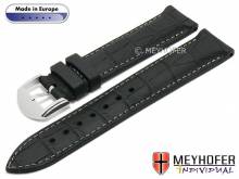 Uhrenarmband Montreux 21mm schwarz Kautschuk Alligator-Prägung matt helle Naht von MEYHOFER (Schließenanstoß 19 mm)