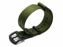 Uhrenarmband Benicia 20mm olivgr&uuml;n Textil/Synthetik Durchzugsband im NATO-Style schwarze Breitdornschlie&szlig;e MEYHOFER