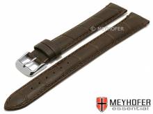 Uhrenarmband XL superlang Covington 22mm dunkelbraun Leder Alligator-Pr&auml;gung abgen&auml;ht MEYHOFER (Schlie&szlig;enansto&szlig; 20 mm)