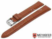 Uhrenarmband XL superlang Covington 22mm mittelbraun Leder Alligator-Pr&auml;gung abgen&auml;ht MEYHOFER (Schlie&szlig;enansto&szlig; 20 mm)