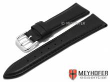 Uhrenarmband XS Clarksburg 19mm schwarz Leder glatt matt abgen&auml;ht von MEYHOFER (Schlie&szlig;enansto&szlig; 16 mm)