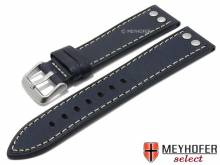 Uhrenarmband Farragut 24mm dunkelblau Leder Aviator-Look helle Naht von MEYHOFER (Schlie&szlig;enansto&szlig; 22 mm)