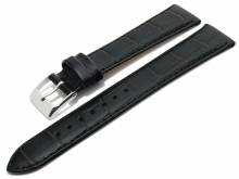 Uhrenarmband Sedona 21mm schwarz Leder Alligator-Prägung abgenäht von MEYHOFER (Schließenanstoß 18 mm)