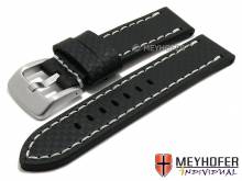 Uhrenarmband Lethbridge 24mm schwarz Leder Carbon-Look helle Naht von MEYHOFER (Schlie&szlig;enansto&szlig; 24 mm)