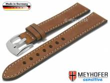 HANDMADE IN GERMANY: Uhrenarmband Kreuth 24mm mittelbraun Leder vegetabil helle Naht MEYHOFER (Schlie&szlig;enansto&szlig; 22 mm)