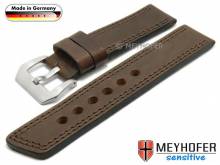 Uhrenarmband Erding 22mm dunkelbraun Leder Antik-Look Doppelnaht von MEYHOFER (Schlie&szlig;enansto&szlig; 22 mm)
