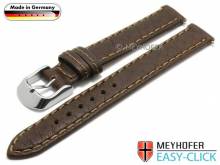 Uhrenarmband Meyhofer EASY-CLICK Brunn 14mm dunkelbraun Leder grob genarbt abgen&auml;ht (Schlie&szlig;enansto&szlig; 14 mm)