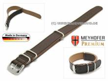 Uhrenarmband Piacenza NATO Special 18mm dunkelbraun Leder genarbt schwarze Naht Durchzugsband von Meyhofer