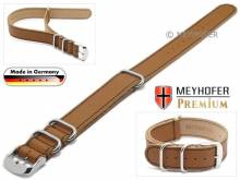 Uhrenarmband Piacenza NATO Special 20mm hellbraun Leder genarbt schwarze Naht Durchzugsband von Meyhofer