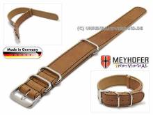 Uhrenarmband Vicenza NATO 18mm hellbraun Leder fein genarbt schwarze Naht Durchzugsband von Meyhofer