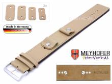 HANDMADE IN GERMANY: Uhrenarmband Arnbruck 14-16-18-20mm Wechselansto&szlig; beige Leder glatt Unterlagenband von Meyhofer