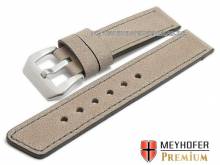 Uhrenarmband Reynosa 26mm beige Leder glatt matt graue Naht von MEYHOFER (Schlie&szlig;enansto&szlig; 26 mm)