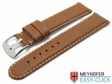 Meyhofer EASY-CLICK Uhrenarmband Tahoe 22mm mittelbraun Leder genarbt helle Naht (Schlie&szlig;enansto&szlig; 22 mm)