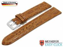 Meyhofer EASY-CLICK Uhrenarmband Werra 16mm hellbraun Leder Kroko-Prägung abgenäht (Schließenanstoß 16 mm)