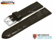 Meyhofer EASY-CLICK Uhrenarmband XS Eifel 16mm dunkelbraun Leder Alligator-Pr&auml;gung abgen&auml;ht (Schlie&szlig;enansto&szlig; 14 mm)
