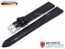 Meyhofer EASY-CLICK Uhrenarmband Isar 12mm dunkelblau Leder Alligator-Prägung abgenäht (Schließenanstoß 10 mm)
