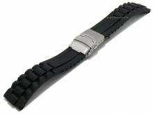 Uhrenarmband Granbury 22mm schwarz Silikon Titan-Faltschließe Metallband-Struktur von MEYHOFER