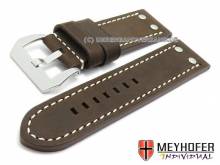 Uhrenarmband Meaford 26mm dunkelbraun Leder Aviator-Look helle Naht von Meyhofer (Schlie&szlig;enansto&szlig; 26 mm)
