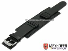Uhrenarmband Senica 26mm schwarz Leder glatt abgenäht mit Lederunterlage von Meyhofer (Schließenanstoß 24 mm)