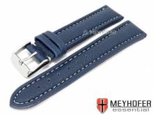 Uhrenarmband XL Anklam 22mm blau Leder genarbt helle Naht von MEYHOFER (Schlie&szlig;enansto&szlig; 20 mm)