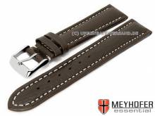 Uhrenarmband XL Anklam 22mm dunkelbraun Leder genarbt helle Naht von MEYHOFER (Schlie&szlig;enansto&szlig; 20 mm)