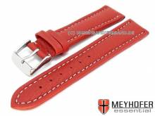 Uhrenarmband XL Anklam 22mm rot Leder genarbt helle Naht von MEYHOFER (Schlie&szlig;enansto&szlig; 20 mm)