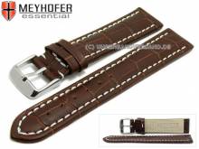 Uhrenarmband XL Sanford 22mm dunkelbraun Leder Alligator-Pr&auml;gung helle Naht von Meyhofer (Schlie&szlig;enansto&szlig; 20 mm)