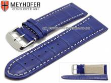 Uhrenarmband Petare 28mm k&ouml;nigsblau Leder Alligator-Pr&auml;gung helle Naht von Meyhofer (Schlie&szlig;enansto&szlig; 26 mm)