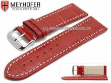 Uhrenarmband Petare 28mm rot Leder Alligator-Pr&auml;gung helle Naht von Meyhofer (Schlie&szlig;enansto&szlig; 26 mm)