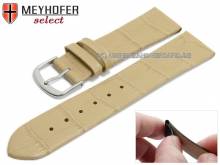 Uhrenarmband Pensacola 18mm Clip-Anstoß beige Leder Alligator-Prägung von MEYHOFER (Schließenanstoß 16 mm)
