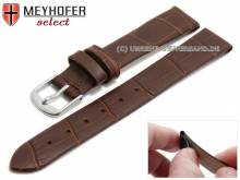 Uhrenarmband Pensacola 12mm Clip-Ansto&szlig; dunkelbraun Leder Alligator-Pr&auml;gung von MEYHOFER (Schlie&szlig;enansto&szlig; 12 mm)