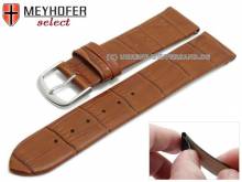 Uhrenarmband Pensacola 18mm Clip-Anstoß hellbraun Leder Alligator-Prägung von MEYHOFER (Schließenanstoß 16 mm)
