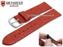 Uhrenarmband Pensacola 18mm Clip-Anstoß rot Leder Alligator-Prägung von MEYHOFER (Schließenanstoß 16 mm)