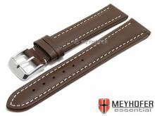 Uhrenarmband Okinawa 20mm dunkelbraun Leder gepolstert helle Naht von MEYHOFER (Schlie&szlig;enansto&szlig; 18 mm)
