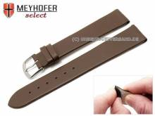 Uhrenarmband Rockhampton 18mm Clip-Anstoß dunkelbraun Leder glatt matt von MEYHOFER (Schließenanstoß 16 mm)