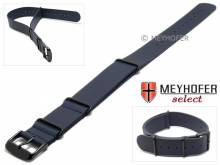Uhrenarmband Bathurst 18mm dunkelblau Leder glatt Durchzugsband im NATO-Style schwarze Schließe von MEYHOFER