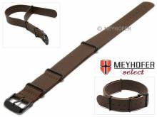 Uhrenarmband Bathurst 20mm dunkelbraun Leder glatt Durchzugsband im NATO-Style schwarze Schließe von MEYHOFER