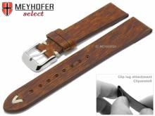 Uhrenarmband Boonville 18mm Clip-Anstoß dunkelbraun Leder Vintage-Look von MEYHOFER (Schließenanstoß 16 mm)