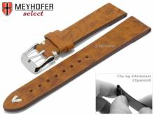 Uhrenarmband Boonville 18mm Clip-Anstoß hellbraun Leder Vintage-Look von MEYHOFER (Schließenanstoß 16 mm)