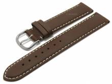 Uhrenarmband Pamplona 17mm dunkelbraun Leder Titanschlie&szlig;e helle Naht von MEYHOFER (Schlie&szlig;enansto&szlig; 16 mm)