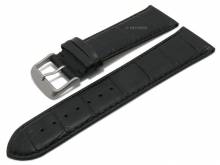 Uhrenarmband Barajas 26mm schwarz Leder Alligator-Prägung Titanschließe von MEYHOFER (Schließenanstoß 24 mm)