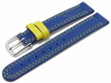 PREISTIPP: Uhrenarmband XS Youngstown 12mm mittelblau/gelb Leder glatt Doppelnaht von MEYHOFER (Schlie&szlig;enansto&szlig; 12 mm)