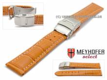 Uhrenarmband Livadia 20mm orange Leder Alligator-Pr&auml;gung Faltschlie&szlig;e von MEYHOFER (Schlie&szlig;enansto&szlig; 18 mm)