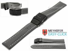 Meyhofer EASY-CLICK Uhrenband Huron 18mm mittelgrau Textil-Look helle Naht mit Faltschlie&szlig;e (Schlie&szlig;enansto&szlig; 18 mm)