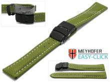 Meyhofer EASY-CLICK Uhrenband Huron 18mm olivgr&uuml;n Textil-Look helle Naht mit Faltschlie&szlig;e (Schlie&szlig;enansto&szlig; 18 mm)