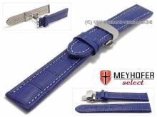Uhrenarmband XL Treffurt 22mm mittelblau Leder Alligator-Pr&auml;g. Butterflyfaltschlie&szlig;e MEYHOFER (Schlie&szlig;enansto&szlig; 20 mm)
